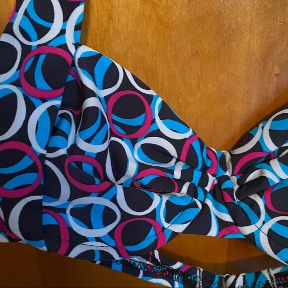 Paola Toscani Swim Bikini Set Blue Pink Circle Print Geometric Boho Resort NWT - Picture 3 of 10